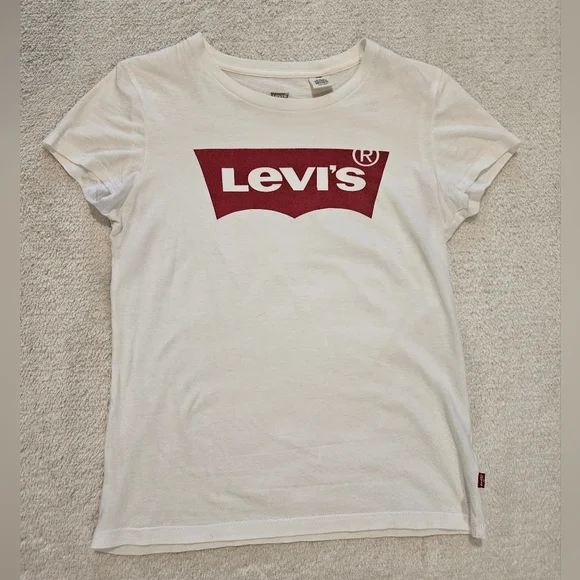 Levi's White Short-Sleeve Tee with Red Logo Size XS Casual Streetwear - Picture 2 of 7